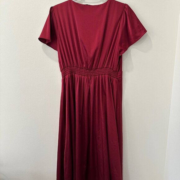 Baltic Born Poppy Satin Midi Dress Wine Size Large - Picture 4 of 4